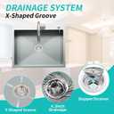 Kitchen Sink, Stainless Steel 27 x 22 Inch Drop In Kitchen Sink Single Bowl Top Mount Kitchen Sink Set - Silicone Mat And Drain Assembly For Modern Kitchen Stylish and Functional