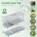 26" Live Animal Cage Trap, Heavy Duty Folding Raccoon Traps with 1x Pair of Gloves, Humane Cat Trap Galvanized Steel Animal Live Trap Cage for Raccoons Beavers Groundhogs Foxes Armadillos
