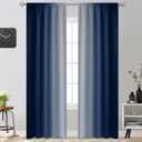 Yakamok Light Blocking Ombre Curtains, Room Darkening Thermal Insulated Gradient Color Curtains, Rod Pocket Window Drapes for Living Room/Bedroom (Blue and Greyish White, 2 Panels, 52W x 84L Inch)