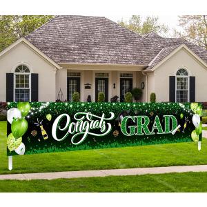 2026 Graduation Decorations-Congrats Grad Yard Sign Banner Decoration for Class of 2026 Graduation Party Supplies(Green and Black)