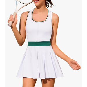 Tennis Dresses for Women with Built in Shorts and Bra Half Zip Sleeveless Workout Golf Outfits Athletic Skirts S
