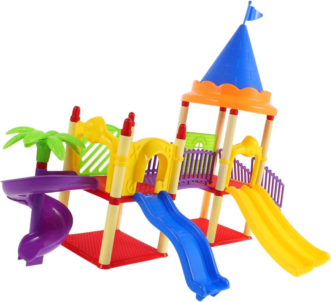 Toyvian Miniature Playground Models Kids Mini Slide Toy Model Plastic Playground Equipment STEM Toys for Kids Mini Playground Doll House Decor