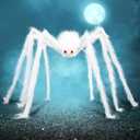 JOYIN Halloween Outdoor Decorations Giant Spider, Scary Large Spider Props for Yard Lawn Halloween Outside Decor and Indoor Party Decor, White (Standing Height is 15 inches)