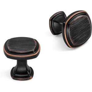 HESTIA HARDWARE 10 Pack Square Brushed Bronze Cabinet Knobs and Kitchen Hardware for Cabinets | Vintage Drawer Knobs, Dresser Knob, Oil Rubbed Bronze Hardware (Z20.10.O)