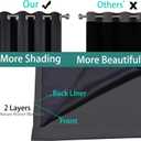 2 x Yakamok 100% Blackout Curtains, 2 Thick Layers Thermal Insulated Total Blackout Drapes for Bedroom, Heat Blocking Window Curtains for Living Room(Charcoal Grey, 52Wx84L, 2 Panels)