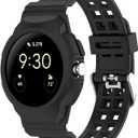 MOTONG Compatible with Google Pixel Watch Replacement Band - Transparency Silicone Replacement Wrist Band Strap Compatible with Google Pixel Watch(Black)