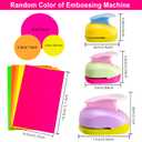 Chengu 3 Pack Craft Paper Punch Circle 2, 1 and 5/8 Inch Punch Paper Punchers Round with 10 Pcs Sticker, Cutter Purple Green Yellow for Card Making Scrapbook DIY Albums Photos Office Supplies