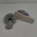 Metog Women's Fuzzy Cross Band Indoor/Outdoor Soft Open Toe Slippers (9-10, Grey)