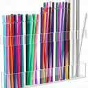 Acrylic Straw Holder with Double Sided Adhesive Tape Reusable Tumbler Straw Organizer Storage Container for Counter Cabinet Cupboard Kitchen(Transparent,Large)