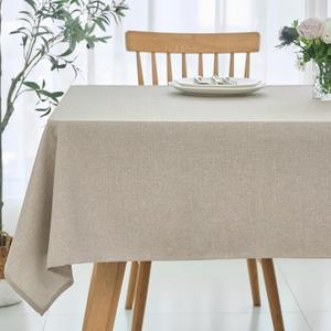 maxmill Square Linen Tablecloth Water Resistance Antiwrinkle Spill Proof Stain Resistant Fabric Table Cloth, Decorative Fabric Table Cover for Banquet Party Event Holiday Dinner, 70 x 70 Inch, Linen