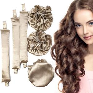 Satin Heatless Hair Curler 3Sets/6PCS, Flexi Rod for All Hair Types, No Heat Curlers to Sleep In - C-3Sets-Golden