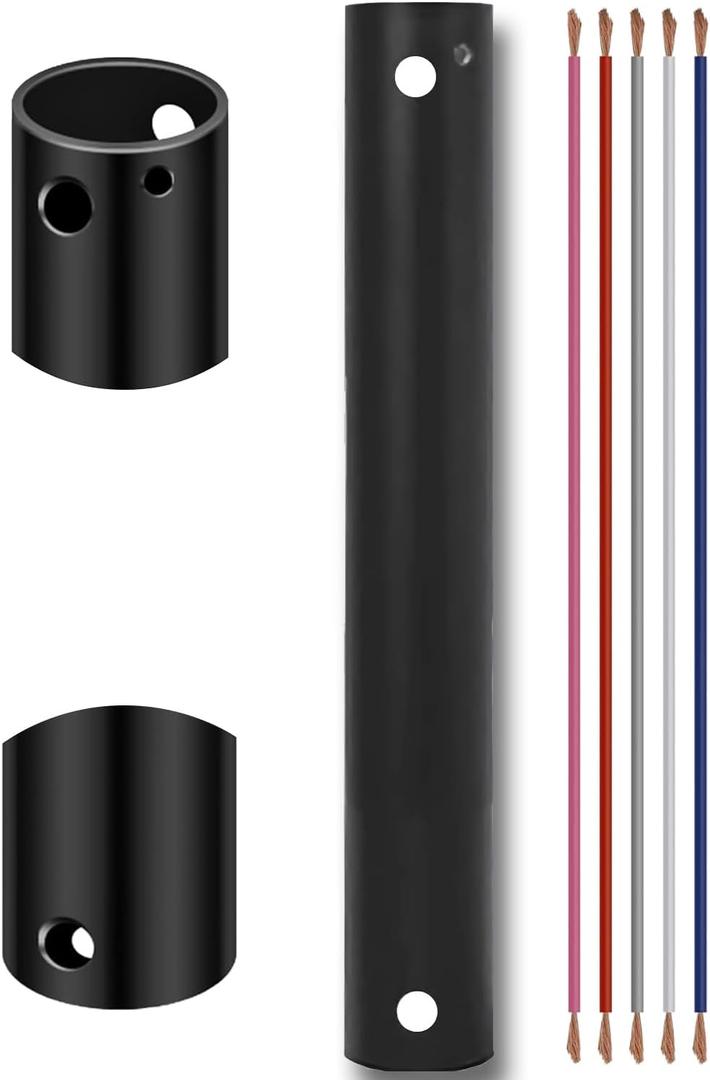 4 Inch Ceiling Fan Extension Rod,1" Outer Diameter Matte Black Ceiling Fan Downrod (No Threads) with 5 x 18-AWG Wires,Fan Boom Fit for Wide Range of Fans