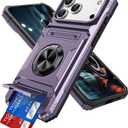 LEMAXELERS Magnetic Case for iPhone 17 Pro Max, with Hidden Card Holder [Store 2 Cards] 360 Spin Kickstand Heavy Duty Dual Layer Shockproof Cover for Apple iPhone 17 Pro Max 6.9", Purple RJ