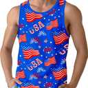 Mens Beach Tank Tops Sleeveless Shirts for Men Summer Hawaiian Graphic Mens Tank Top Workout Gym Shirts Palm Tree Tops (Medium, Blue Flag)