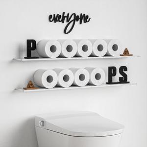 Funny Toilet Paper Holder, Poop Sign Toilet Paper Holder, Funny Bathroom Decor for Shelves (Shelf Not Included)