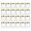 novelinks 8 oz Clear Plastic Jars with Airtight Lids, 24 Pack Plastic Mason Jars with Lids 8oz, Refillable Storage Slime Containers & Small Spice Jar for Kitchen Organization (24 Pack,Gold)