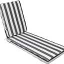 AAAAAcessories Outdoor Chaise Lounge Cushions, Fade-Resistant, Waterproof Patio Furniture Replacement Cushions, 74" x 23" x 3", Gray Cabana Stripe