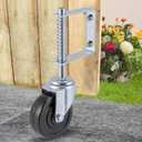 Gate Caster 4and 5", Heavy Duty Gate Caster Wheel with Spring Loaded,Universal Mount Pate, 250-500 lbs Load Capacity, 4 and 5 Inches Rubber Wheel(Two PCS OR ONE PCS) (4 inch Without Brake, 1 pcs)