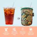 Neoprene Insulated Cup Sleeve for Iced Coffee, Hot & Cold Beverages  Reusable, Washable Drink Holder Cup Sleeve  Anti-Slip, Eco-Friendly, Multi-Color Design (BUSH, SMALL)