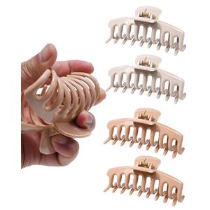Mesovor 4 Pack Silicone Flexible Hair Claw Clips, 4.33" Large Claw Clip | Nonslip, Bendable, Soft Cozy Neutral Hairclips for Thin and Thick