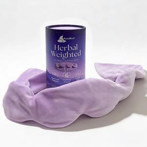 Weighted Eye Mask - Premium Plush Herbal Sleep Mask with 0.5 lb Naturally Lavender Pack for Heat or Cold Use, Contoured Full-Wrap Comfort, 100% Blackout for Rest & Travel (Lavender)