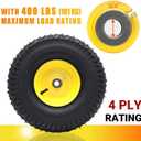 AR-PRO Exact Replacement 15" x 6.00-6" Front Tire and Wheel Assemblies Compatible with John Deere Riding Mowers 100 and D100 Series - 3" Centered Hub and 3/4" Bushings, 4Ply Pneumatic (Set of 2)