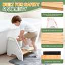 Toddler & Kids Step Stool, Adjustable Bamboo Wooden Step Stool with White Side Panels for Kitchen, Bathroom Sink & Toilet, Non-Slip 2 Step Stool, Sturdy Compact Design, 220 lbs Capacity