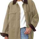 Barn Jackets for Women 2025 Fall Oversized Utility Cotton Coat Corduroy Collar Vintage Workwear with Pockets, M