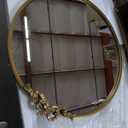 Vintage Round Gold Bow Mirror: 23.6" Antique Bathroom Vanity Mirrors with Metal Frame - Baroque Ornate for Entryway/Bedroom/Hallway/Mantle- Home Wall Decor for Living Room