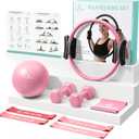 Pilates Ring Set - Studio-Grade Anti-Deformation Pilates Kit - Pilates Equipment for Home Workout - 14'' Pilates Ring, Pilates Ball, 2 Dumbbells, 5 Resistance Bands for Toning Arms, Thighs