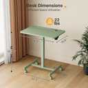 Mobile Standing Desk, 28 inch Rolling Laptop Cart Adjustable Height with Cup Holder, Portable Table with 4 Lockable Wheels, Green Computer Workstation with Hook and Slots for Home Office