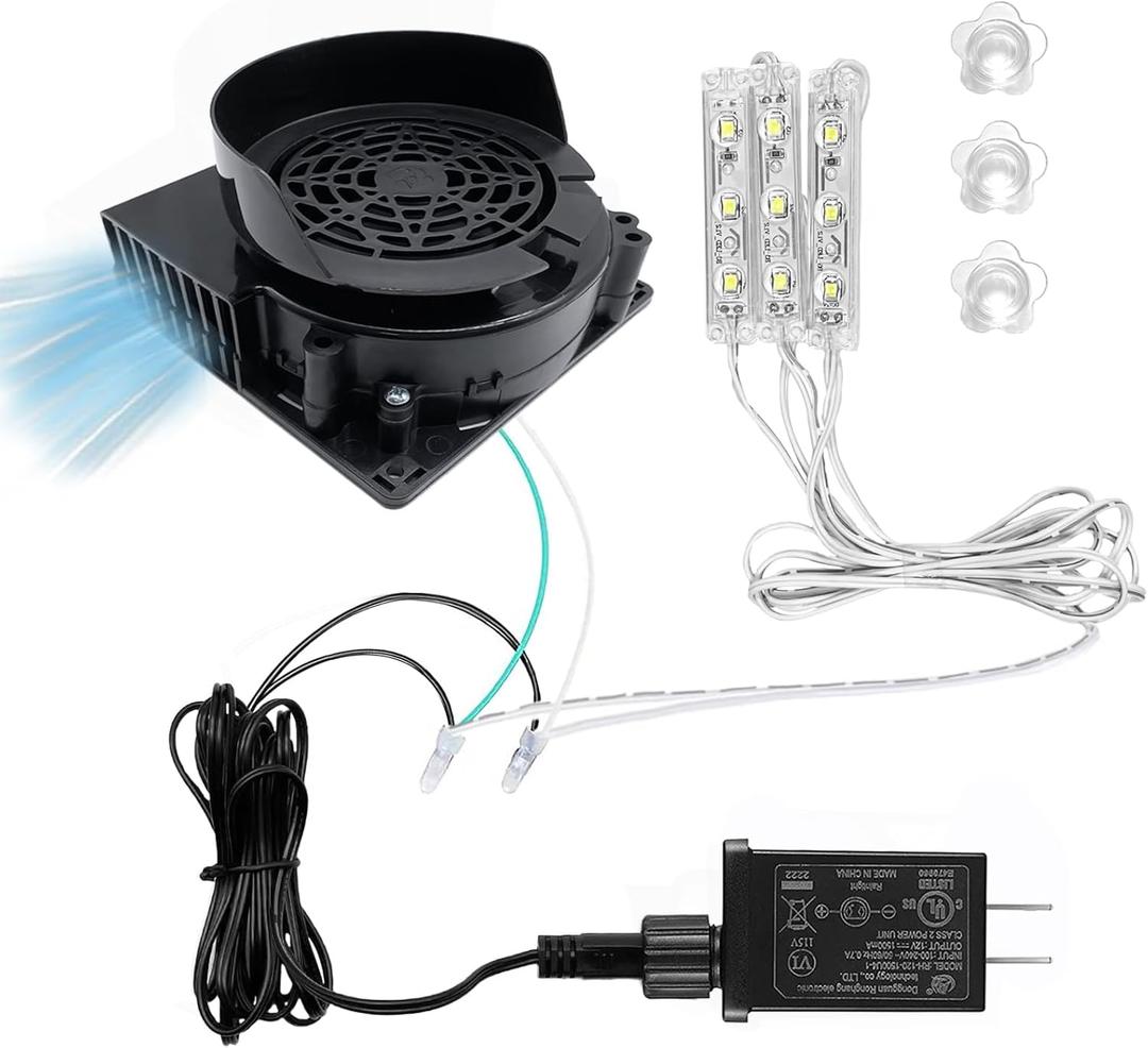 Inflatable Fan Blower Replacement, 12V 1.2A Waterproof Air Blower with 3 LED Light String for Halloween, Christmas, EasterThanksgiving Day Inflatables Fan Blower, Inflatables Indoor Outdoor