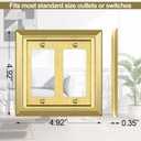 Metal Wall Plate for Electrical Outlets, Decorative Brass Gold Switch Plates Outlet Cover, Light Switch Cover Plate, 2-Gang Wall Plates (Double Decorator, 2 Pack)