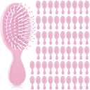 60 Pcs Mini Hair Brushes Bulk for Homeless Soft Bristles Adds Shine Scalp Massage and Detangling Travel Dry Wet Hair Combing for Women Spa Party Favors (Pink)