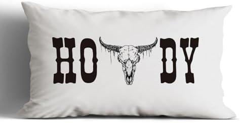 huester Western Pillow Covers 12x20, Western Throw Pillows Cases, Cow Skull Howdy Sign Pillows Decorative Throw Pillows Cover, Western Cow Bull Skull Home Bedroom Living Room House Decor