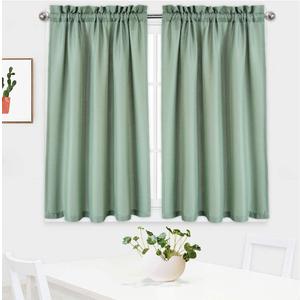 NANAN Kitchen Curtains 54 inch Long Casual Weave Small Window Curtain Kitchen Bathroom Basement Bedroom Drapes - 30" x 54", Sage, Set of 2