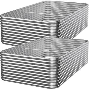 2 Pack Tall 8x4ft Galvanized Raised Garden Bed Outdoor, Metal Garden Bed for Vegetables, Above Ground Garden Box for Flower, Steel Raised Beds for Gardening