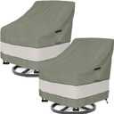 Outdoor Swivel Lounge Chair Cover 2 Pack, Waterproof 100% Outdoor Patio Chair Covers, 33W x 37 D x 38.5 H inches, Outside Furniture Lounge Deep Seat Cover -Grayish Green