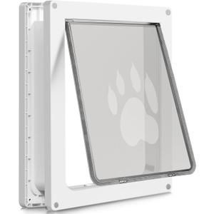 CEESC Dog Door for Pets Up to 45 lb, Weatherproof Pet Door for Cats and Dogs, Durable, Snap-in Closing Panel Included, Suitable for Interior and Exterior Doors(Medium White)