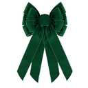 Ftuuo Large Green Velvet Christmas Wreath Bow, 11 * 21" Xmas Premade Vintage Velvet Bow for Wreaths for Indoor Outdoor Tree Topper Door Garland Holiday Party Winter Decor