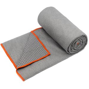 Eunzel Hot Yoga Towel - Microfiber Non Slip Yoga Mat Towel with Grip Dot Sweat Absorbent Towel for Hot Yoga, Pilates and Fitness 72" x 24", Gray/Orange