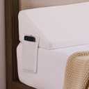 Homemate Queen Size60"x10"x6" Bed Wedge Pillow Stopper - Bed Gap Filler(0-8") - Headboard Pillow - Triangle Bloster Pillow Wedge - White