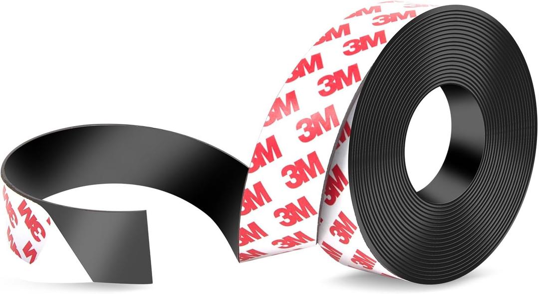 DTLHCNCT Flexible Rubber Magnetic Strip Roll - 1 Inch x 16 Feet Magnetic Tape with 3M Adhesive Backing for Easy Home and School Organization(0.06" Thick)