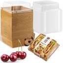 50 charcuterie boxes with clear lids,sandwich box,disposable charcuterie boards with lids, mini charcuterie boxes 5" Dessert Box for Sandwiches, Cookies, Sushi, Cake Slice (Brown)