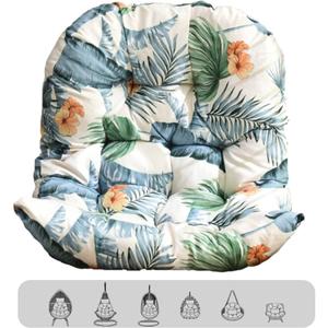 Hanging Egg Chair Cushion, Soft U-Shaped Cushions for Swing Chair (Only Cushion) (have headrest, Leaves)