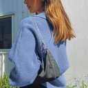 CHYRII Women Overized Puff Long Sleeve V Neck Knitted Polo Pullover Sweater Jumper Tops (M)