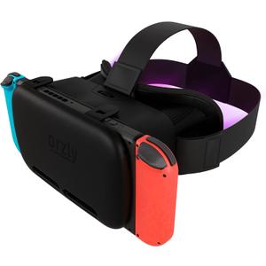 Orzly VR Headset Designed for Nintendo Switch & Switch OLED Console with Adjustable Lens for a Virtual Reality Gaming Experience and for Labo VR - Black - Gift Boxed Edition