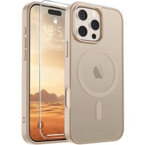 SUPFINE Magnetic for iPhone 16 Pro Case(Compatible with MagSafe)(Military Grade Drop Protection) Slim Translucent Matte Shockproof with Anti-Fingerprint Phone Case,Desert Gold