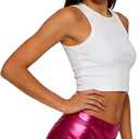 Women's Shiny Metallic Rave Booty Shorts Hot Pants Dance Bottom (Pink, L)