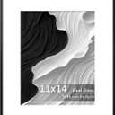 11x14 Metal Picture Frame-Tempered Real Glass, Aluminum 8x10 Picture frame with Mat - Black Backboard, Wall Hanging Photo Frame for Home Dcor, Black